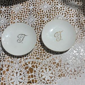 Elegant Monogrammed White and Gold Plates vintage